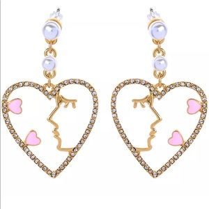 Pearl Heart Face Earrings